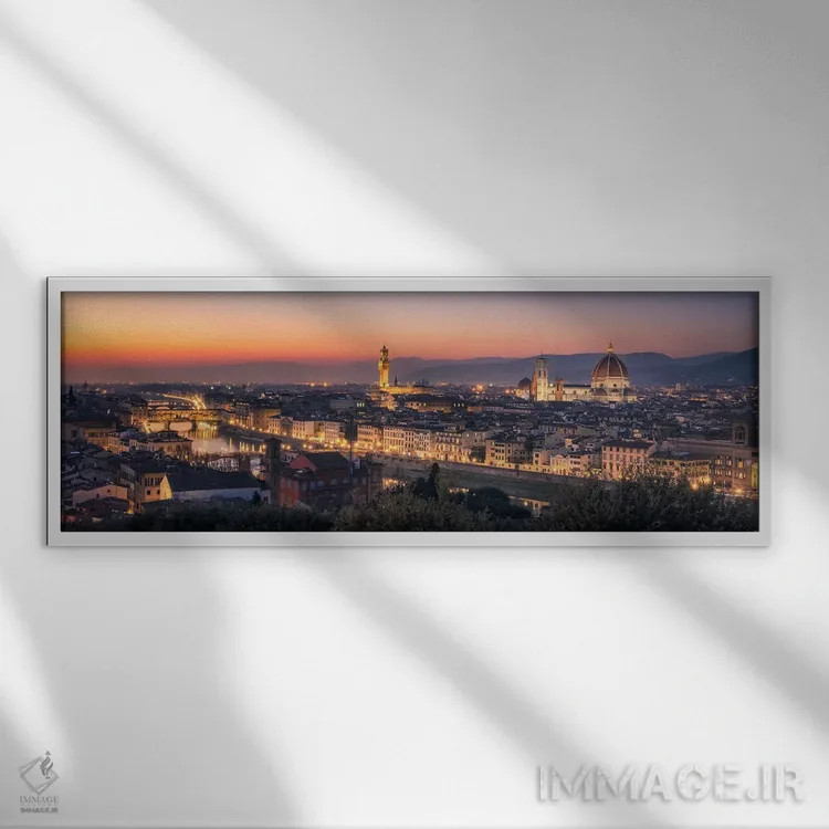 تابلو آخرین نور بر فراز فلورانس (ایتالیا) اثر دنیل گاستاگر - نمای قابدار سفید