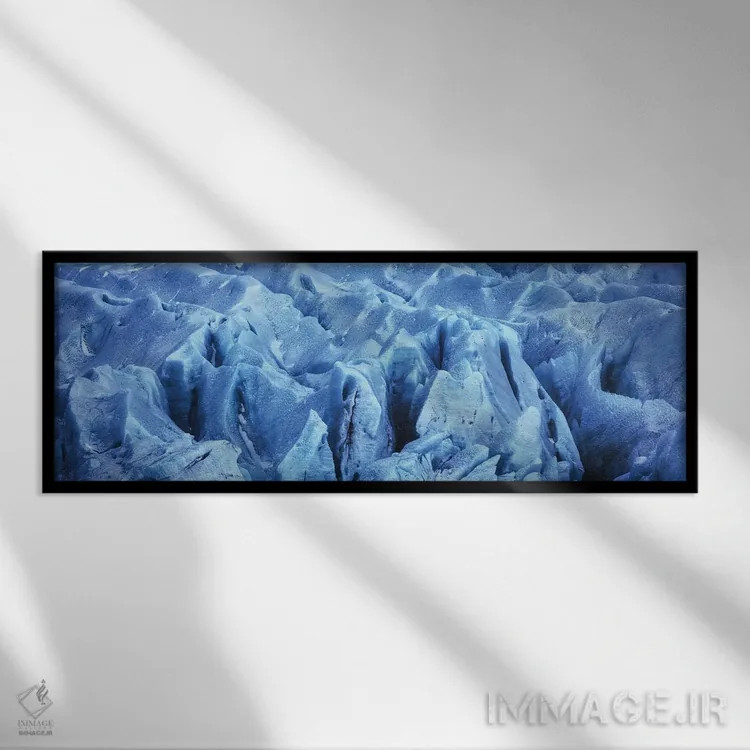 تابلو پانورامای یخچال آبی در ایسلند اثر دنیل گاستاگر - نمای قابدار مشکی