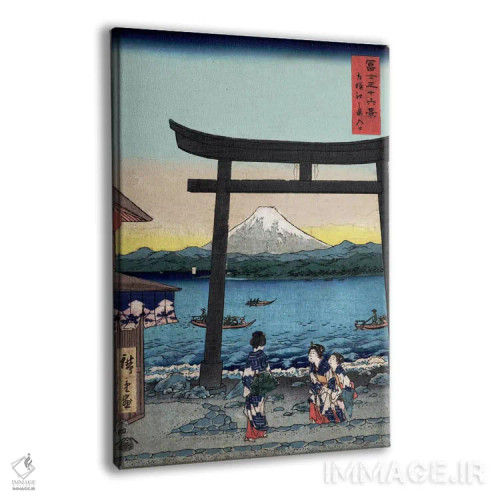 تابلو ورودی جزیره انوشیما (استان ساگامی) اثر اوتاگاوا هیروشگه (نقاش و چاپگر ژاپنی اوکییو-ئه) - نمای پرسپکتیو محصول