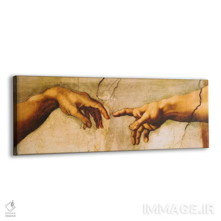 تابلو آفرینش آدم اثر میکلآنژ (هنرمند و مجسمهساز ایتالیایی دوره رنسانس) - نمای پرسپکتیو محصول
