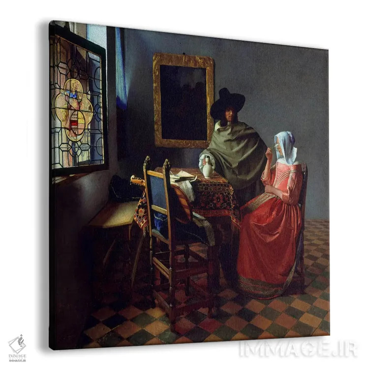 تابلو جام شراب اثر یوهانس ورمیر (نقاش هلندی) - نمای پرسپکتیو محصول