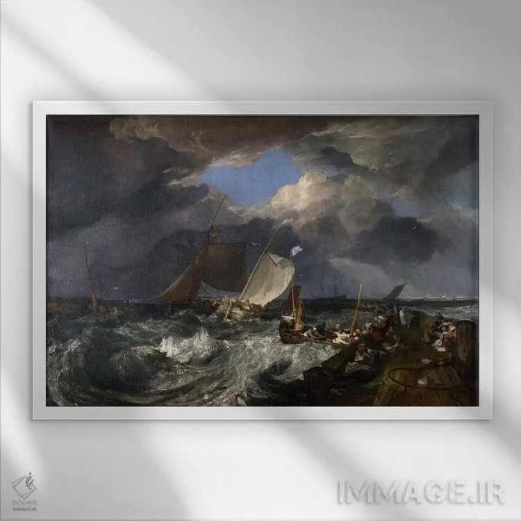 تابلو اسکلهٔ کاله اثر جی.ام.دبلیو. ترنر (نقاش بزرگ انگلیسی) - نمای قابدار سفید