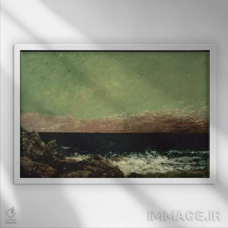 تابلو مدیترانه اثر گوستاو کوربه - نمای قابدار سفید