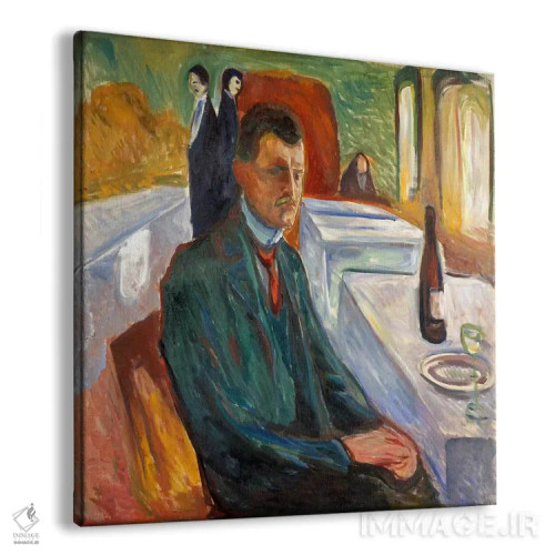 تابلو خودنگاره با بطری شراب، ۱۹۰۶ اثر ادوارد مونک (نقاش نروژی) - نمای پرسپکتیو محصول