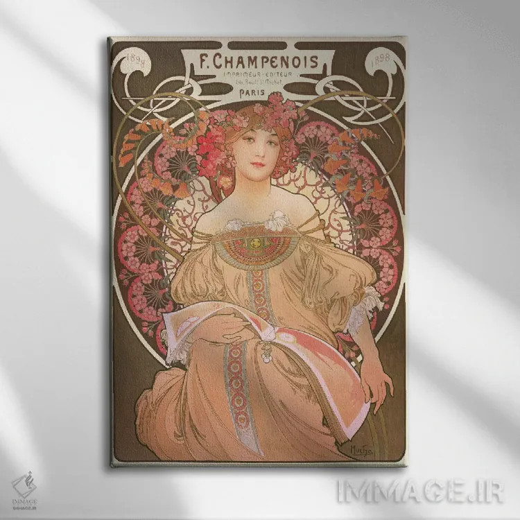 تابلو خیالپردازی اثر آلفونس موخا (هنرمند آرت نووی چک) - نمای روبهرو روی دیوار