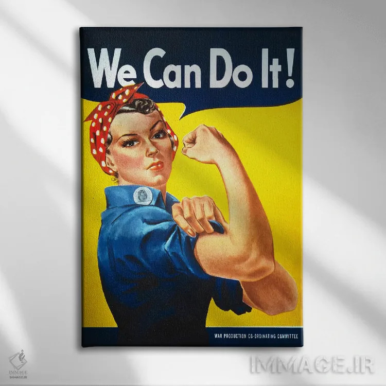 تابلو ما میتوانیم! (پوستر رزی پرچکننده) اثر جی. هاوارد میلر - نمای روبهرو روی دیوار