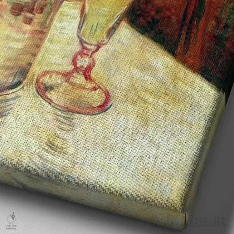 تابلو طبیعت بیجان با ابسنث اثر ونسان ون گوگ (نقاش مشهور هلندی پستامپرسیونیسم) - نمای نزدیک بافت بوم