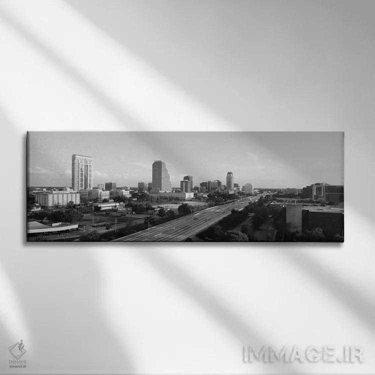 تابلو نمای پانورامای آسماننمای اورلاندو (سیاه و سفید) اثر هنرمند ناشناس - نمای روبهرو روی دیوار