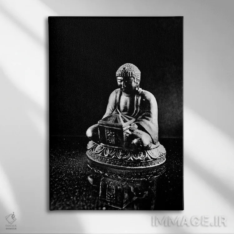 تابلو تندیس بودای سنگی اثر هنرمند ناشناس - نمای روبهرو روی دیوار