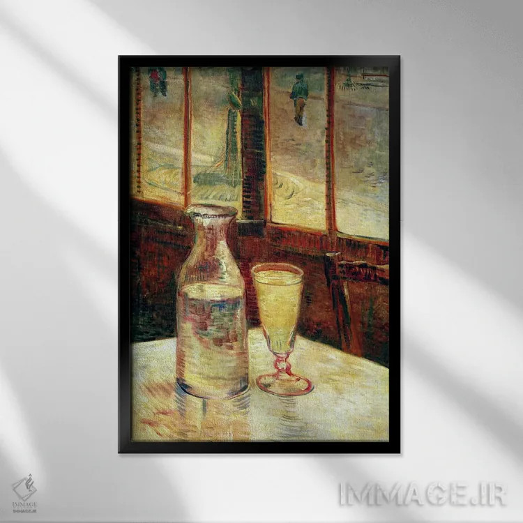 تابلو طبیعت بیجان با ابسنث اثر ونسان ون گوگ (نقاش مشهور هلندی پستامپرسیونیسم) - نمای قابدار مشکی