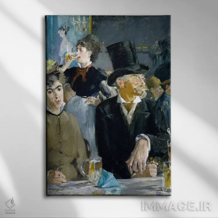 تابلو در کافه اثر ادوارد مانه (نقاش معروف فرانسوی) - نمای روبهرو روی دیوار
