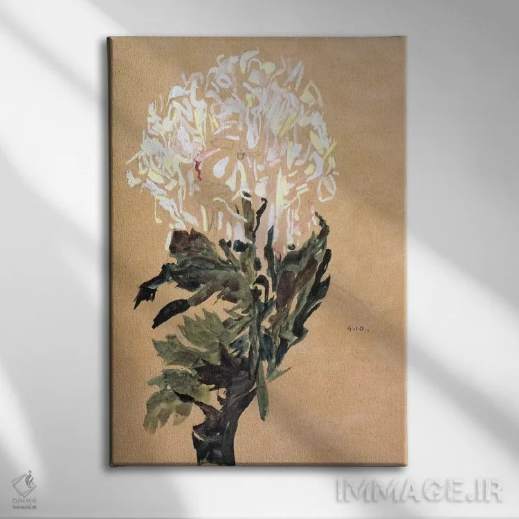 تابلو داوودی سفید اثر اگون شیله (نقاش اتریشی) - نمای روبهرو روی دیوار