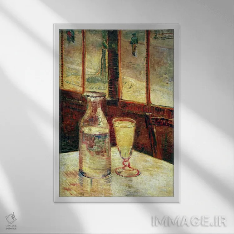 تابلو طبیعت بیجان با ابسنث اثر ونسان ون گوگ (نقاش مشهور هلندی پستامپرسیونیسم) - نمای قابدار سفید