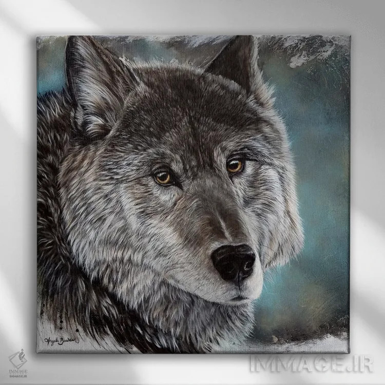 تابلو گرگ وفادارِ معنوی اثر آنجلا بادن - نمای روبهرو روی دیوار