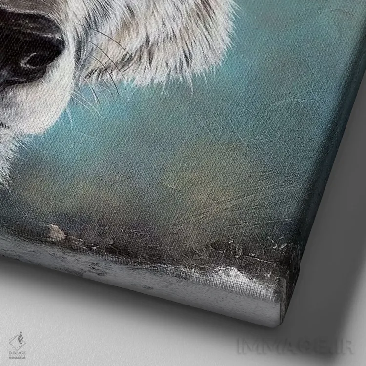 تابلو گرگ وفادارِ معنوی اثر آنجلا بادن - نمای نزدیک بافت بوم