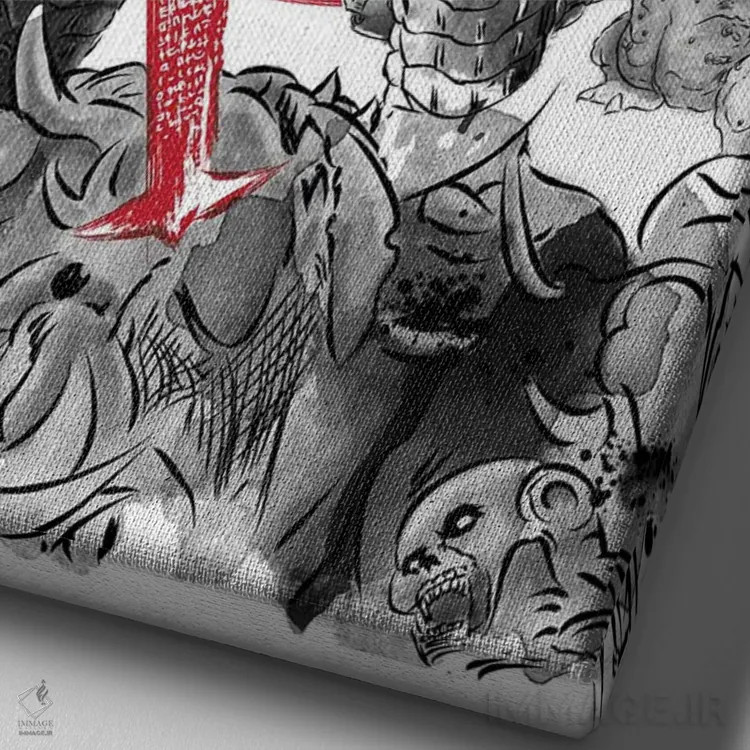 تابلو پیادهروی جهنمی (شخصیت دنیای بازی) اثر آنتونیو کامارنا - نمای نزدیک بافت بوم