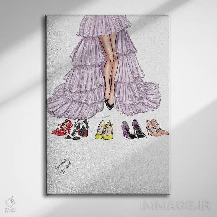 تابلو کفشهای جذاب (صفت تحسین برای کفش چشمگیر) اثر آتلیه کنسولو (استودیو هنری) - نمای روبهرو روی دیوار
