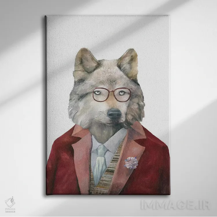 تابلو گرگ خاکستری اثر انیمال کرو (گروه هنری/نام هنری) - نمای روبهرو روی دیوار