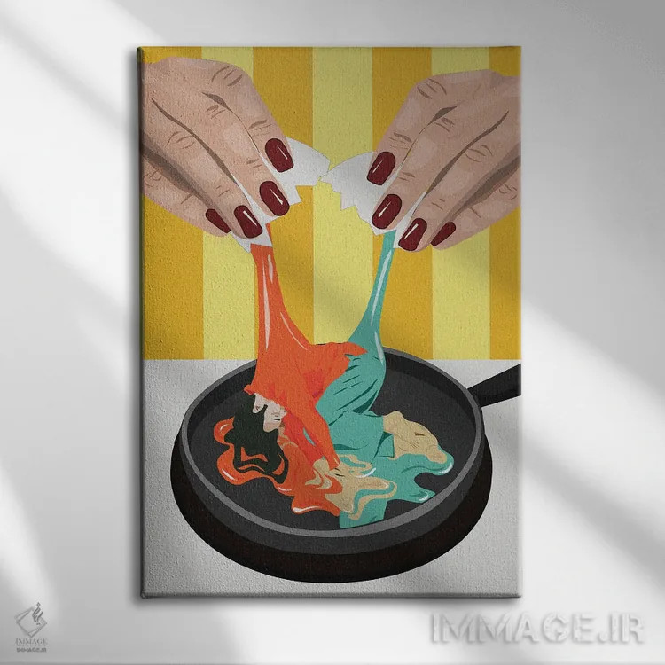 تابلو تخم مرغ بد (اصطلاحاً: آدم خرابکار/ناجور) اثر آرت کت ایلاستریتد - نمای روبهرو روی دیوار