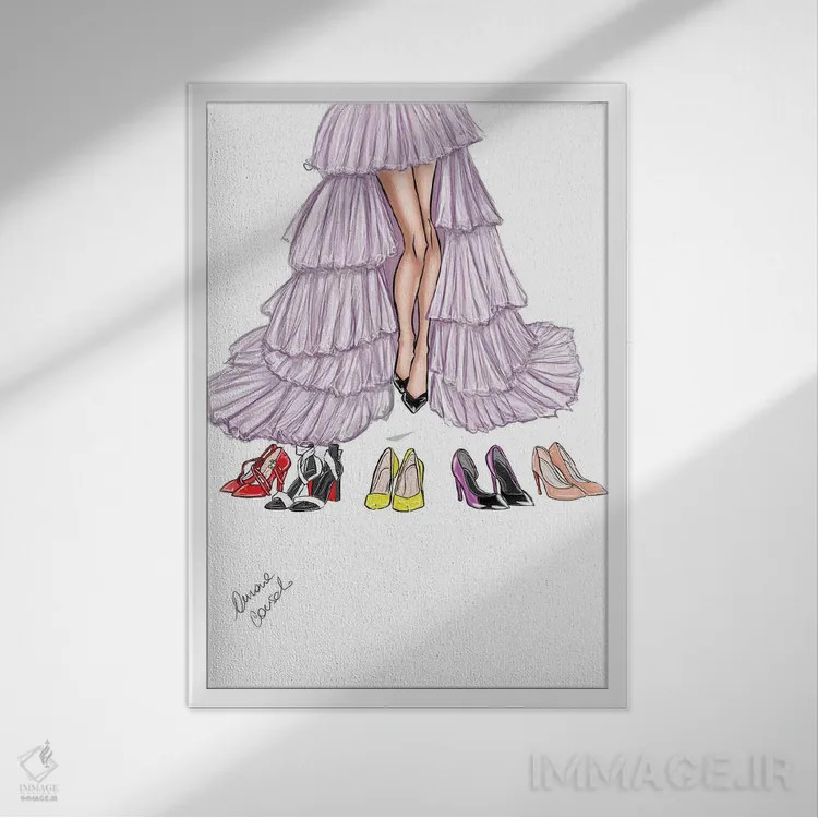 تابلو کفشهای جذاب (صفت تحسین برای کفش چشمگیر) اثر آتلیه کنسولو (استودیو هنری) - نمای قابدار سفید