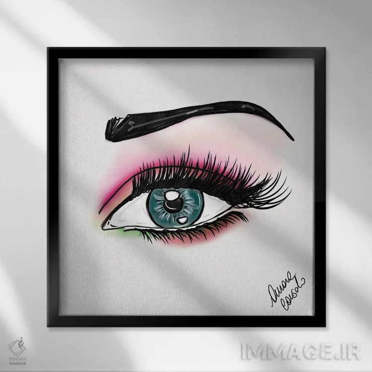 تابلو چشمهای نئونی (درخشان و فانتزی) اثر آتلیه کنسولو (استودیو هنری) - نمای قابدار مشکی