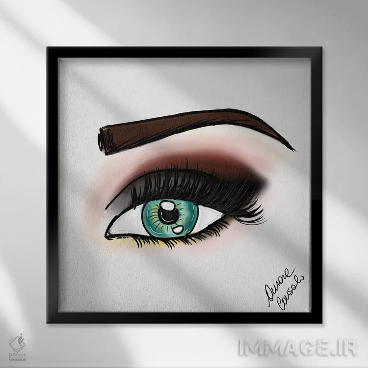 تابلو آرایش چشم اسموکی اثر آتلیه کنسولو (استودیو هنری) - نمای قابدار مشکی