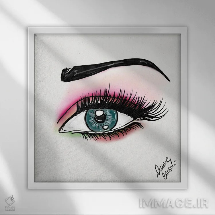 تابلو چشمهای نئونی (درخشان و فانتزی) اثر آتلیه کنسولو (استودیو هنری) - نمای قابدار سفید