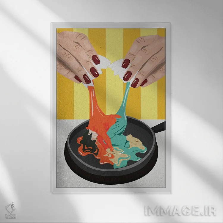 تابلو تخم مرغ بد (اصطلاحاً: آدم خرابکار/ناجور) اثر آرت کت ایلاستریتد - نمای قابدار سفید