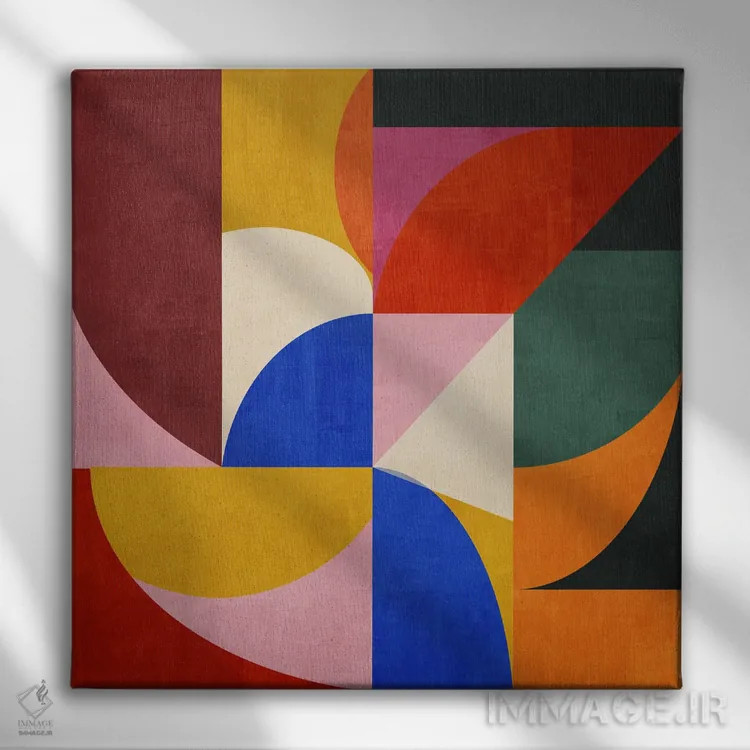 تابلو مفهوم هندسی شمارهٔ نود و نه اثر آنجِل استوز - نمای روبهرو روی دیوار