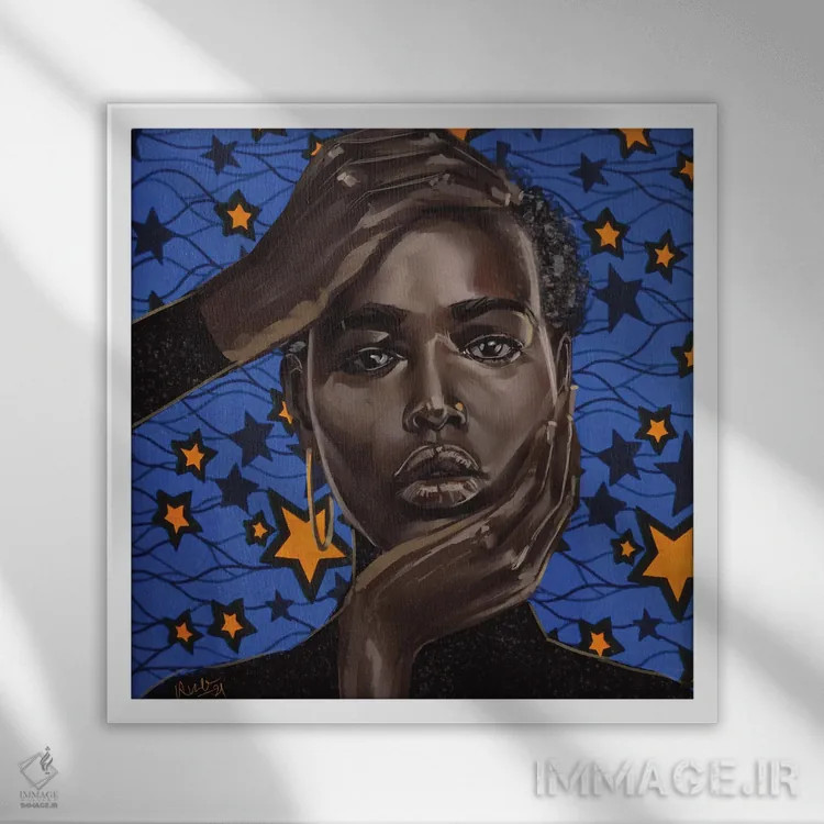 تابلو ستاره آبی (مجموعه مومی) اثر آدکونله آدلاکه - نمای قابدار سفید