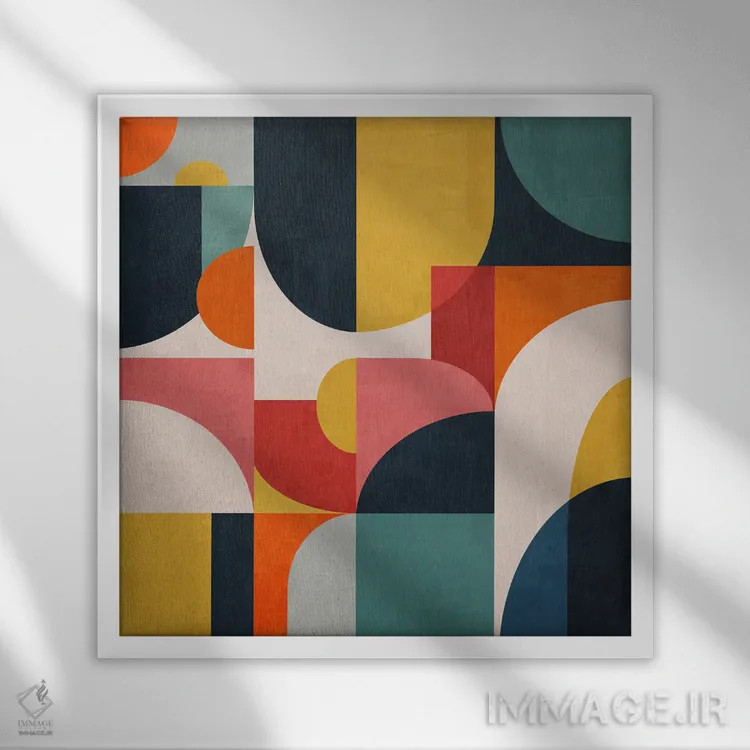 تابلو مفهوم هندسی شمارهٔ نود و شش اثر آنجِل استوز - نمای قابدار سفید