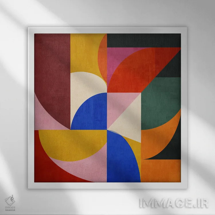 تابلو مفهوم هندسی شمارهٔ نود و نه اثر آنجِل استوز - نمای قابدار سفید