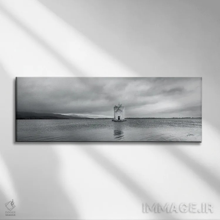 تابلو چراغ جزیره آسیاب بادی اثر الدندا - نمای روبهرو روی دیوار
