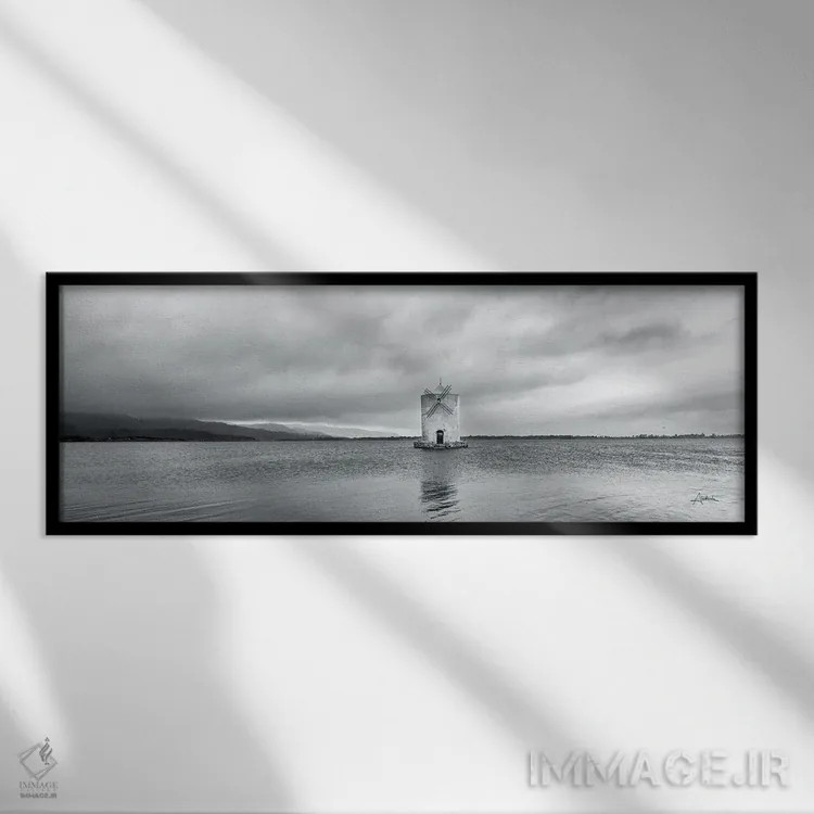 تابلو چراغ جزیره آسیاب بادی اثر الدندا - نمای قابدار مشکی