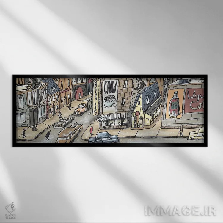 تابلو نودلها (رشته) اثر آرون ووتن - نمای قابدار مشکی