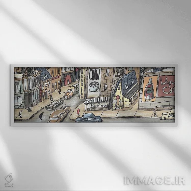 تابلو نودلها (رشته) اثر آرون ووتن - نمای قابدار سفید