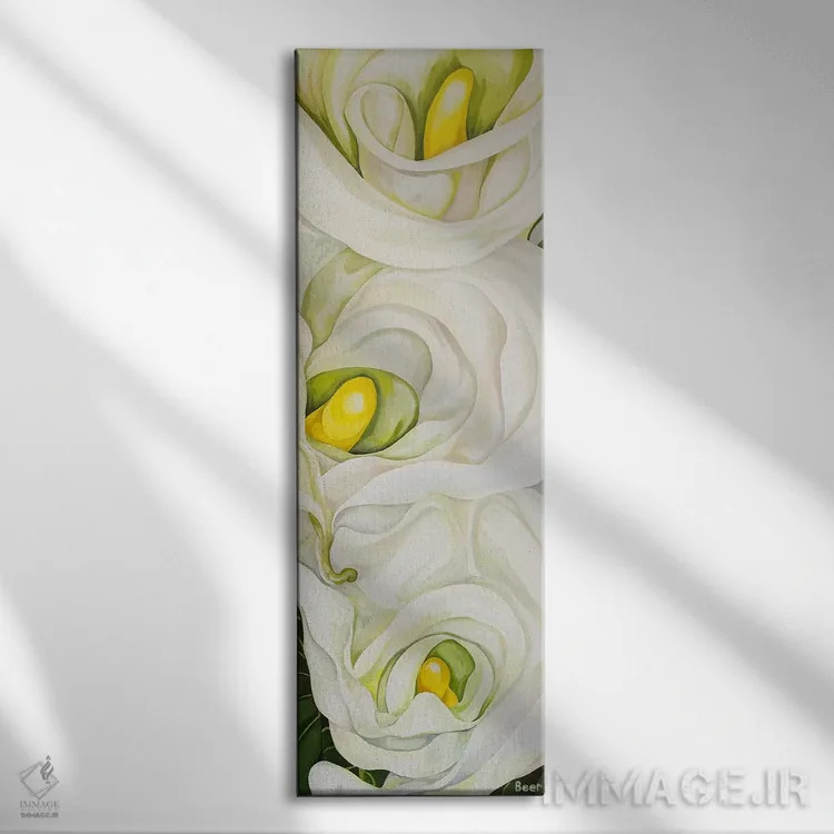 تابلو گل لیلی کالا با نخل اثر جو بیر - نمای روبهرو روی دیوار