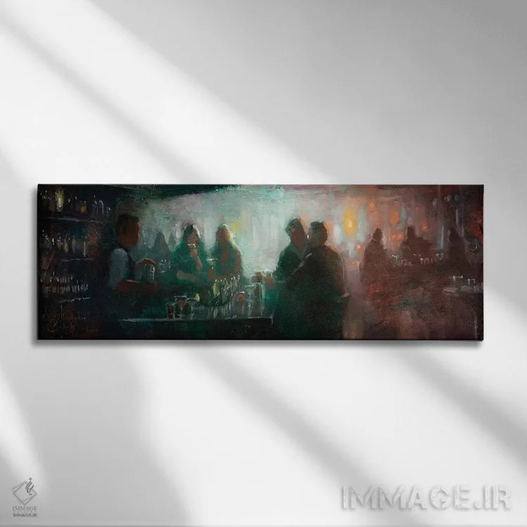 تابلو بار شبانه اثر کریستوفر کلارک - نمای روبهرو روی دیوار
