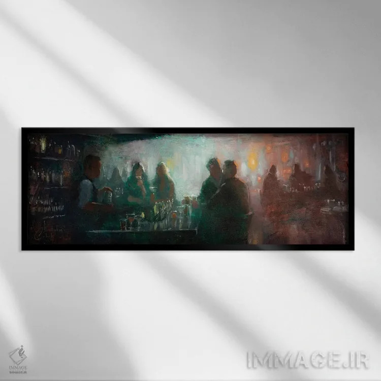 تابلو بار شبانه اثر کریستوفر کلارک - نمای قابدار مشکی