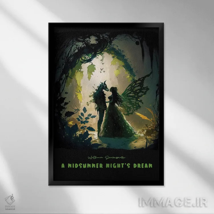 تابلو رویای نیمهشب تابستان (اثری از شکسپیر) اثر آیشه دنیز آکِرمان - نمای قابدار مشکی