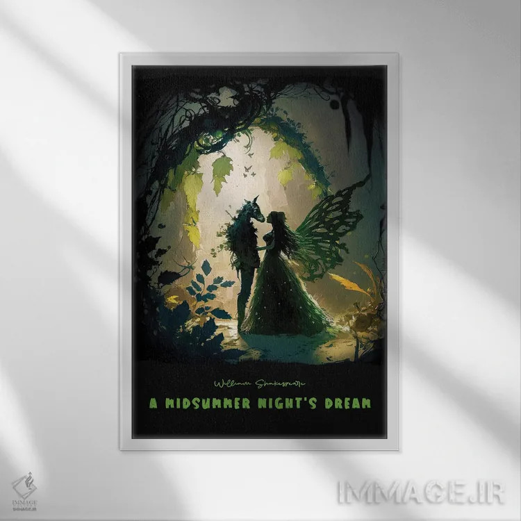 تابلو رویای نیمهشب تابستان (اثری از شکسپیر) اثر آیشه دنیز آکِرمان - نمای قابدار سفید