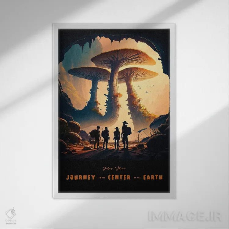 تابلو سفر به مرکز زمین اثر آیشه دنیز آکِرمان - نمای قابدار سفید