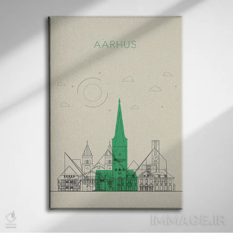 تابلو نمای شهری آرهوس، دانمارک اثر آیشه دنیز آکِرمان - نمای روبهرو روی دیوار