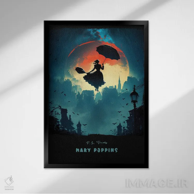 تابلو مری پاپینز اثر آیشه دنیز آکِرمان - نمای قابدار مشکی