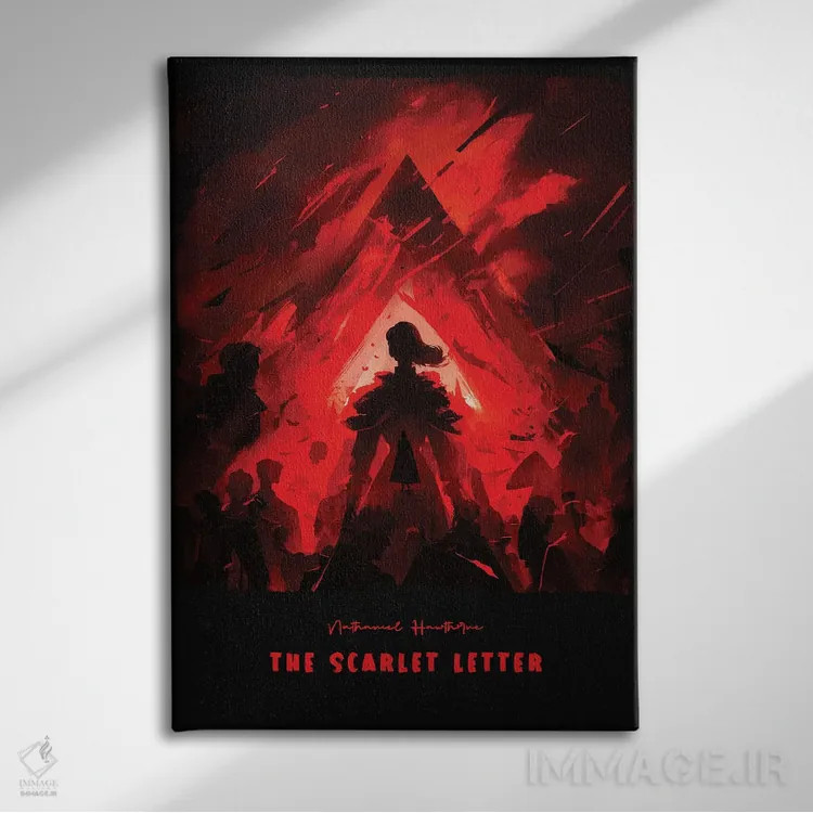 تابلو حرف قرمز (رمان کلاسیک) اثر آیشه دنیز آکِرمان - نمای روبهرو روی دیوار