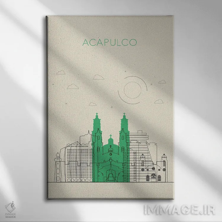 تابلو نمای شهری آکاپولکو، مکزیک اثر آیشه دنیز آکِرمان - نمای روبهرو روی دیوار