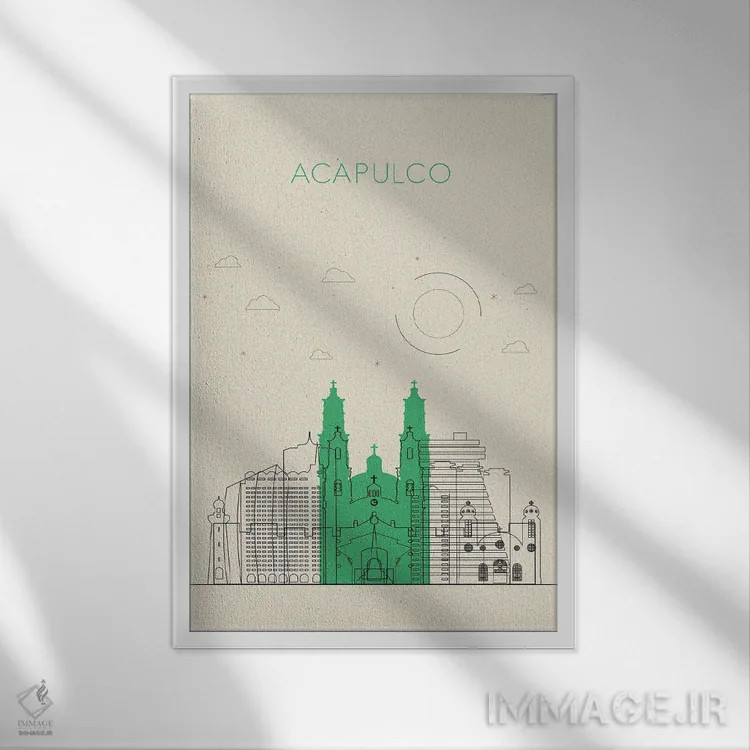 تابلو نمای شهری آکاپولکو، مکزیک اثر آیشه دنیز آکِرمان - نمای قابدار سفید