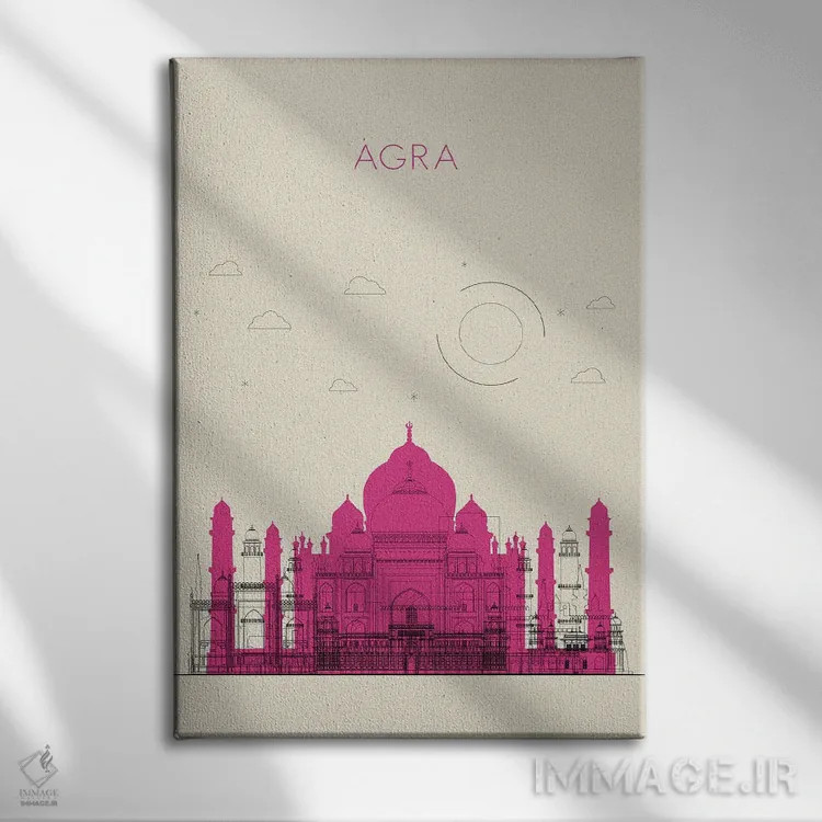 تابلو نمای شهری آگرا، هند اثر آیشه دنیز آکِرمان - نمای روبهرو روی دیوار