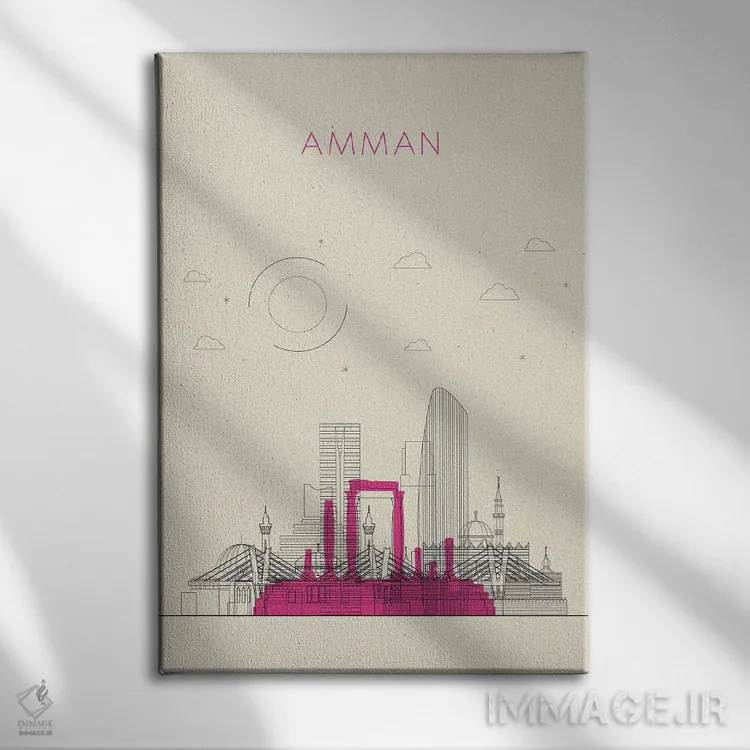 تابلو نمای شهری امان، اردن اثر آیشه دنیز آکِرمان - نمای روبهرو روی دیوار
