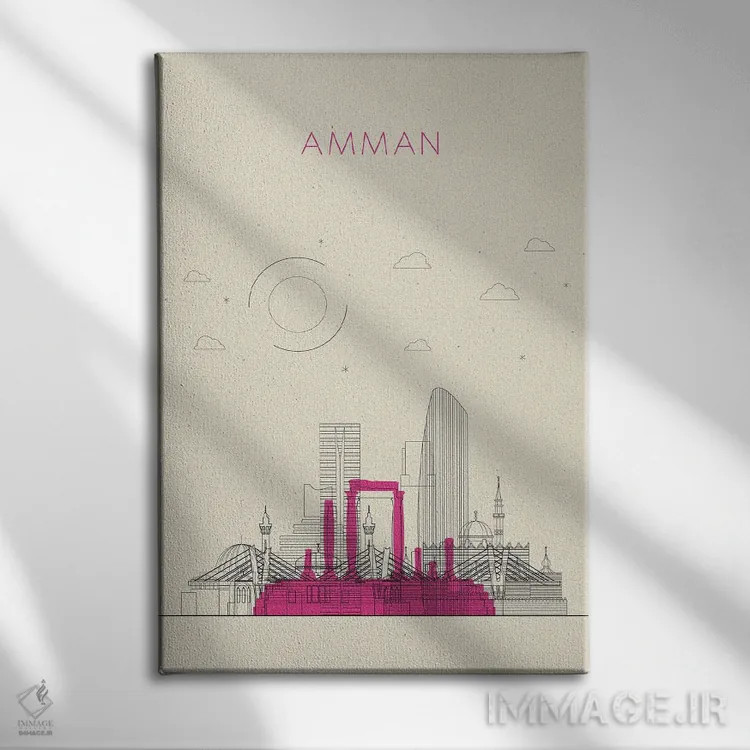 تابلو نمای شهری امان، اردن اثر آیشه دنیز آکِرمان - نمای روبهرو روی دیوار